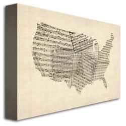 Michael Tompsett USA - Old Sheet Music Map Canvas Art 16 x 24 Image 3