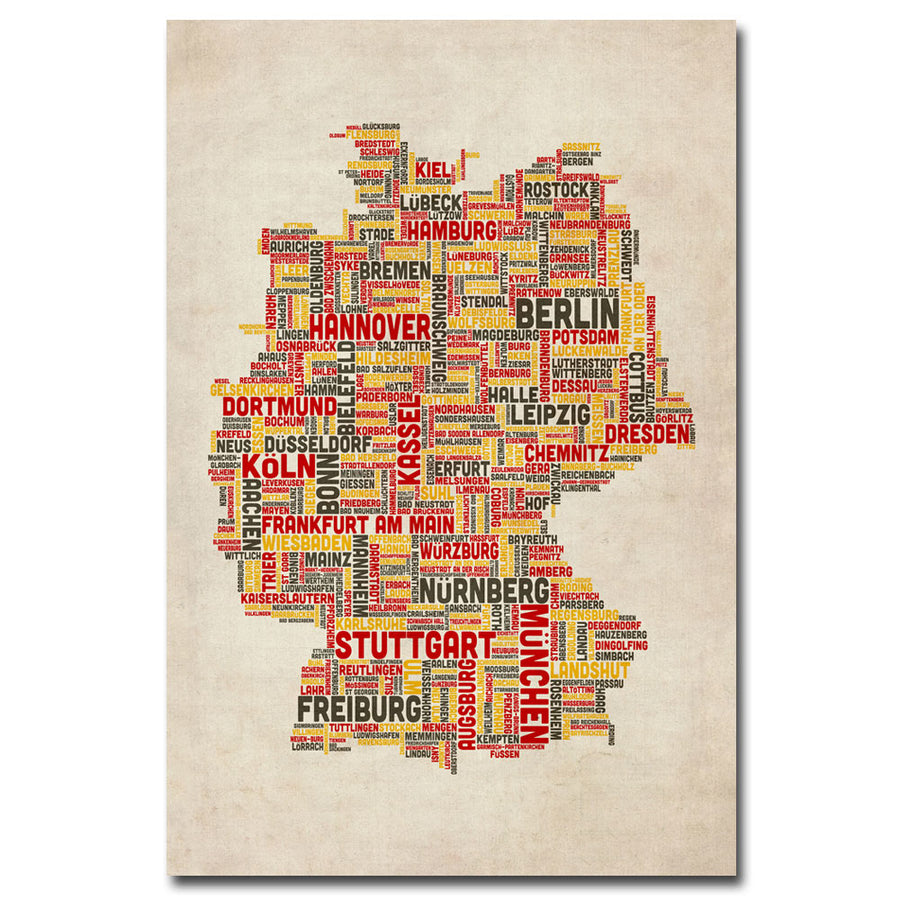Michael Tompsett Germany - Cities Text Map Canvas Art 16 x 24 Image 1