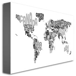 Michael Tompsett World Text Map BandW Canvas Art 16 x 24 Image 3