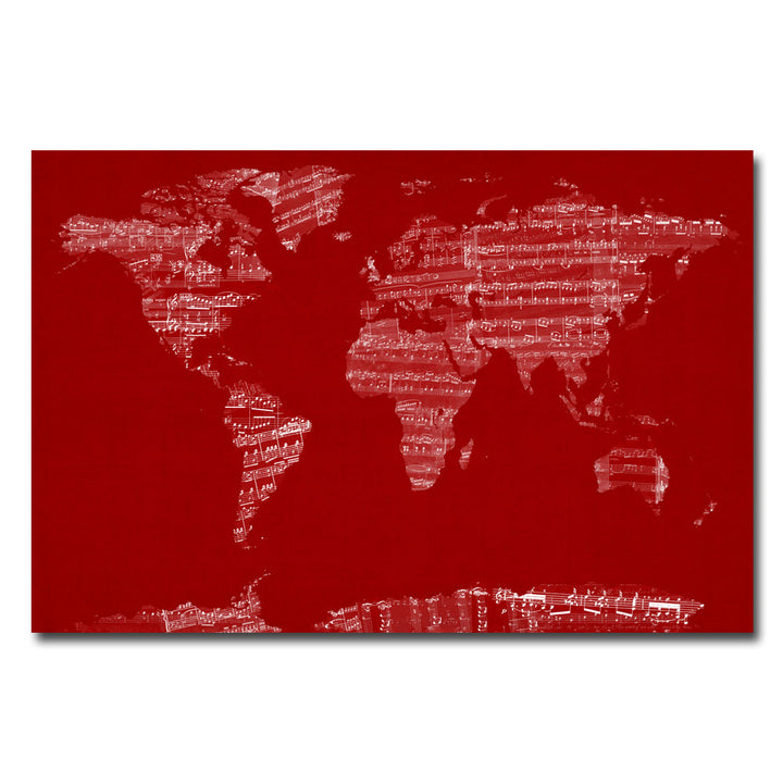 Michael Tompsett Sheet Music World Map Canvas Art 16 x 24 Image 1