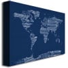 Michael Tompsett Sheet Music World Map in Blue Canvas Art 16 x 24 Image 2