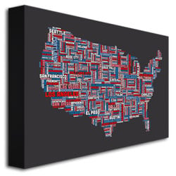 Michael Tompsett US Cities Text Map Canvas Art 16 x 24 Image 3