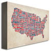 Michael Tompsett US Cities Text Map V Canvas Art 16 x 24 Image 2