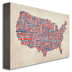 Michael Tompsett US Cities Text Map V Canvas Art 16 x 24 Image 3