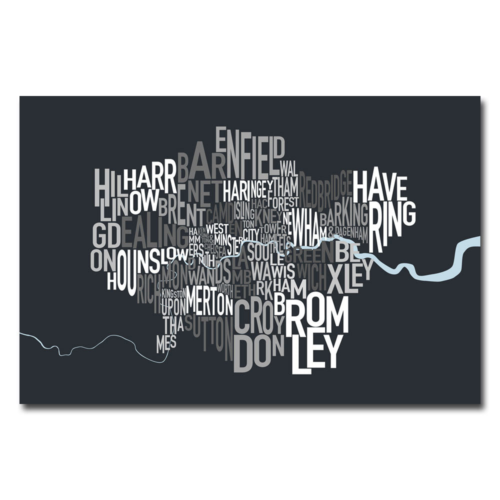 Michael Tompsett London Borough Text Map Canvas Art 16 x 24 Image 1