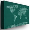 Michael Tompsett World Sheet Music Map in Green Canvas Art 16 x 24 Image 2
