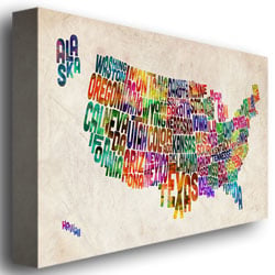 Michael Tompsett US States Text Map Canvas Art 16 x 24 Image 3