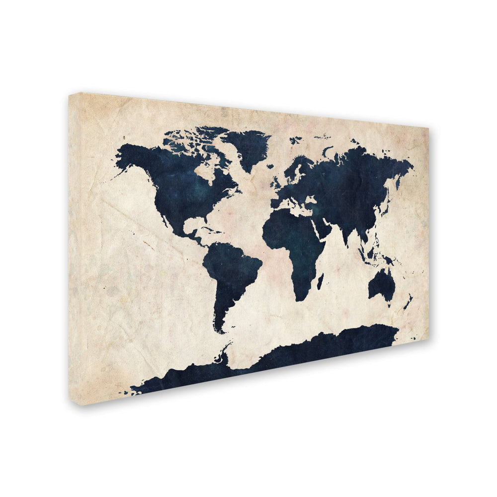 Michael Tompsett World Map - Navy Canvas Art 16 x 24 Image 2
