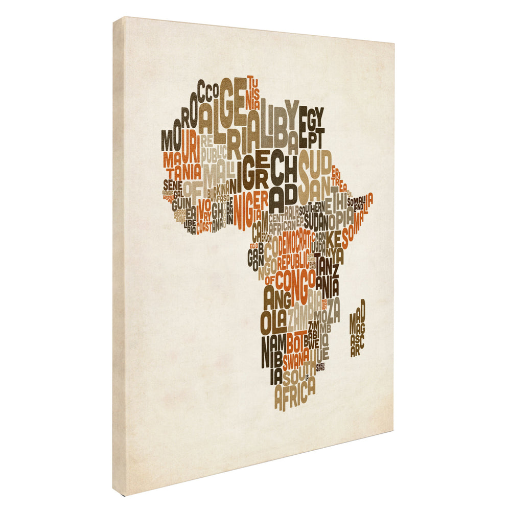 Michael Tompsett Africa Text Map Canvas Art 16 x 24 Image 2