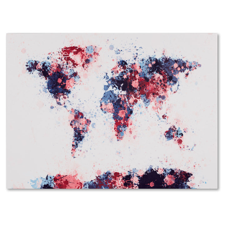 Michael Tompsett Paint Splashes World Map 3 Canvas Art 16 x 24 Image 1