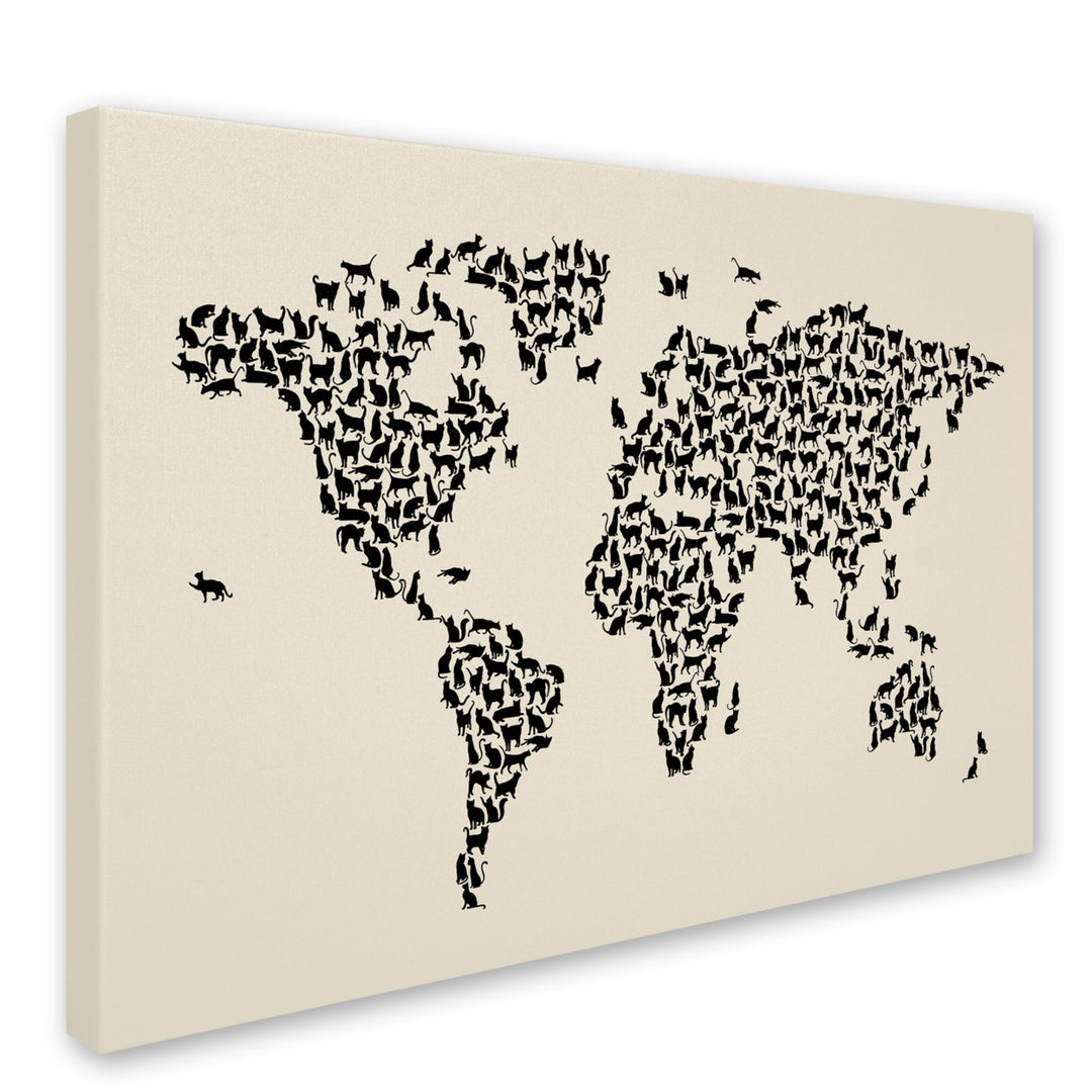Michael Tompsett Cats World Map 2 Canvas Art 16 x 24 Image 2