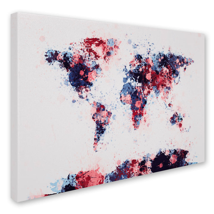 Michael Tompsett Paint Splashes World Map 3 Canvas Art 16 x 24 Image 2
