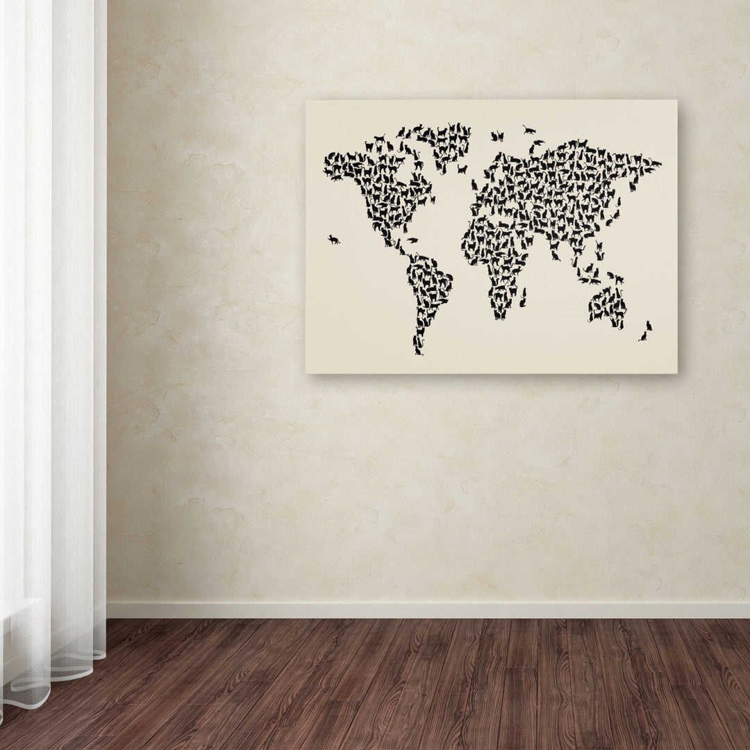 Michael Tompsett Cats World Map 2 Canvas Art 16 x 24 Image 3