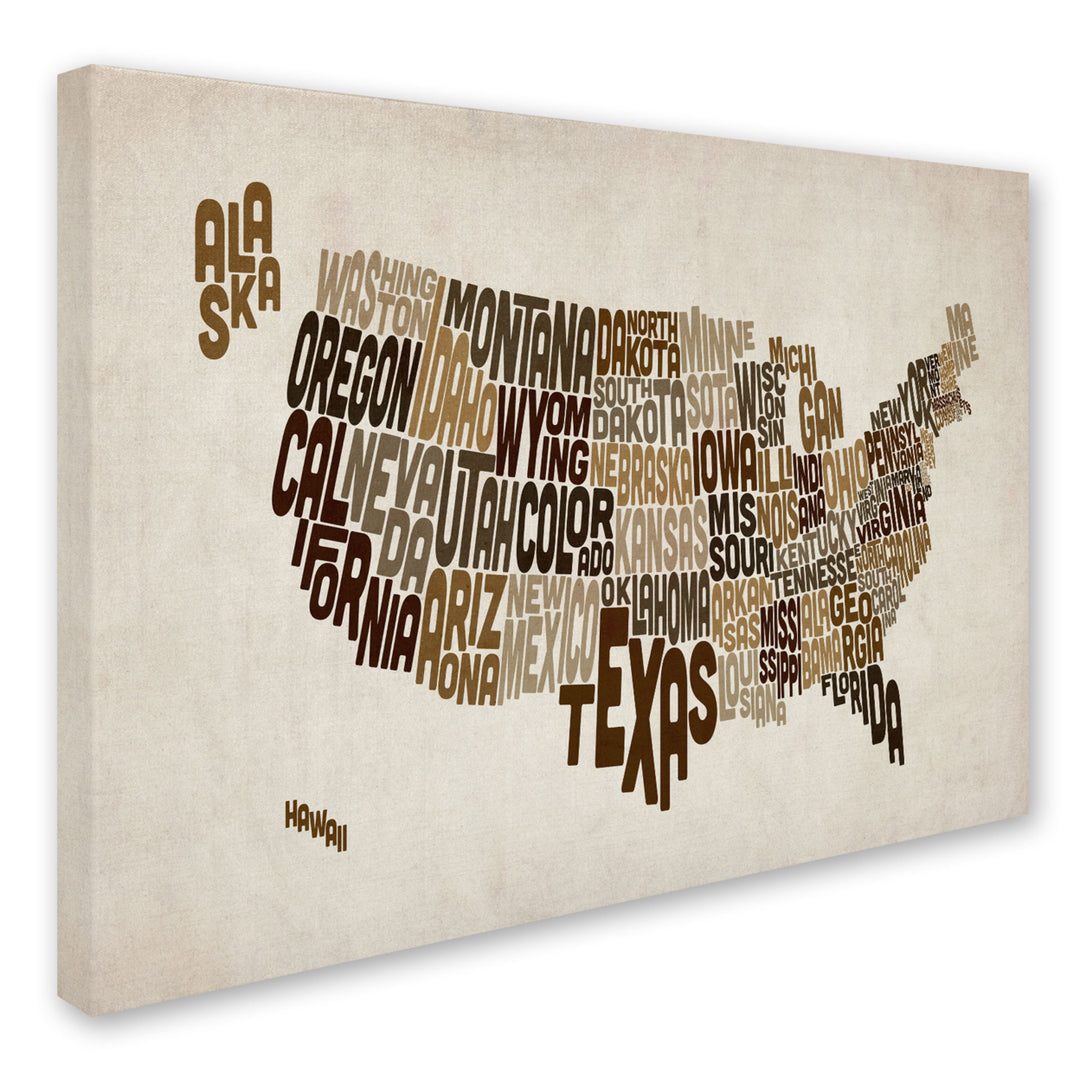 Michael Tompsett USA States Text Map 2 Canvas Art 16 x 24 Image 2