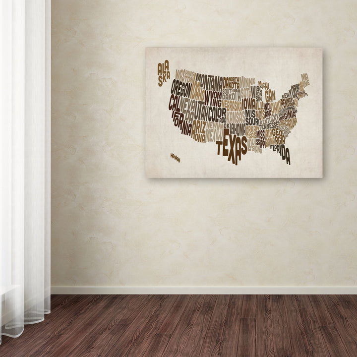 Michael Tompsett USA States Text Map 2 Canvas Art 16 x 24 Image 3