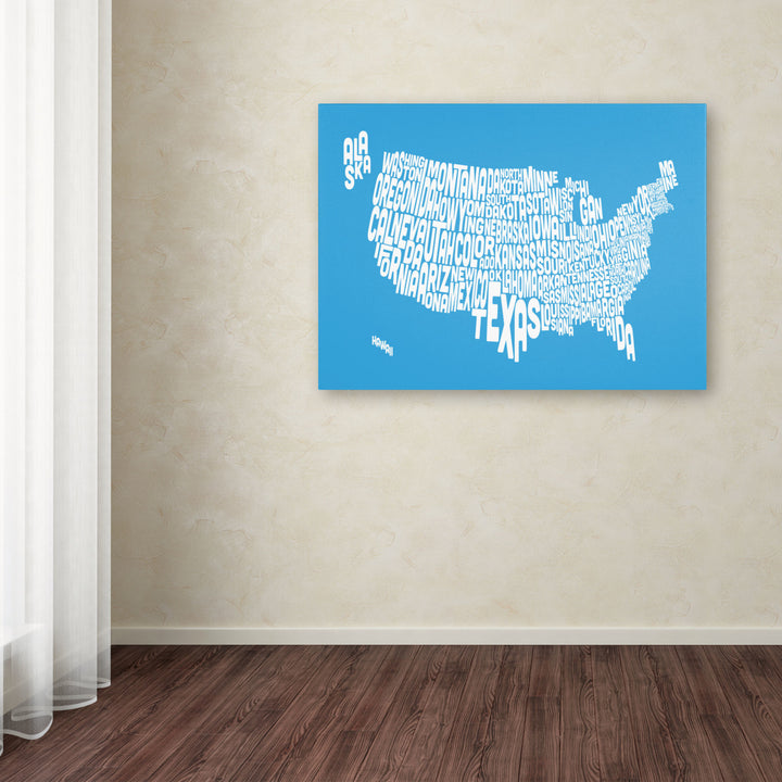 Michael Tompsett AZUL-USA States Text Map Canvas Art 16 x 24 Image 3