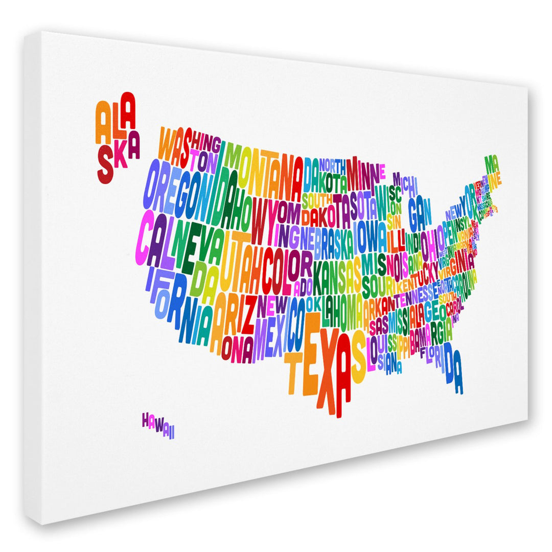 Michael Tompsett USA States Text Map 3 Canvas Art 16 x 24 Image 2