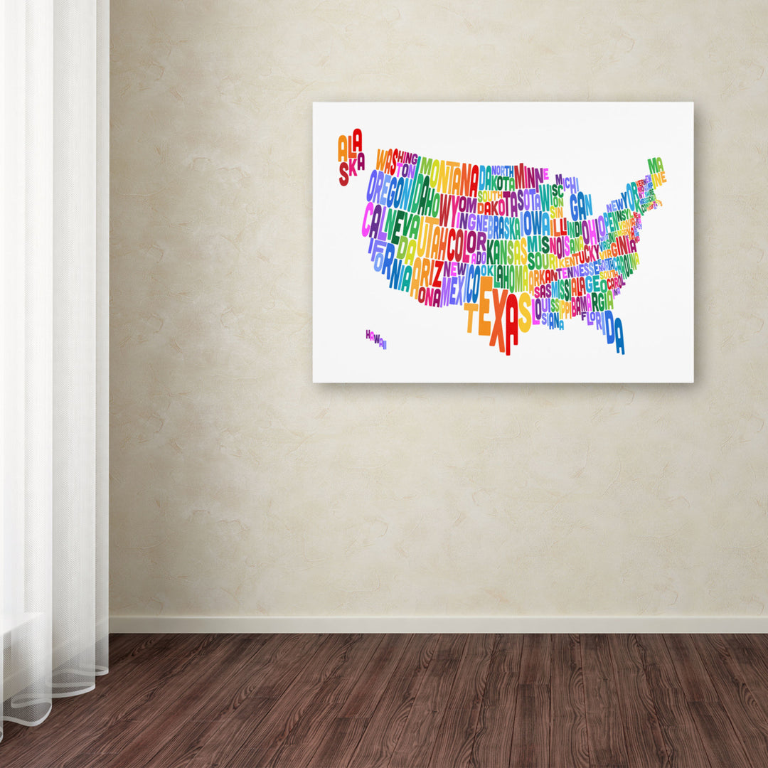 Michael Tompsett USA States Text Map 3 Canvas Art 16 x 24 Image 3