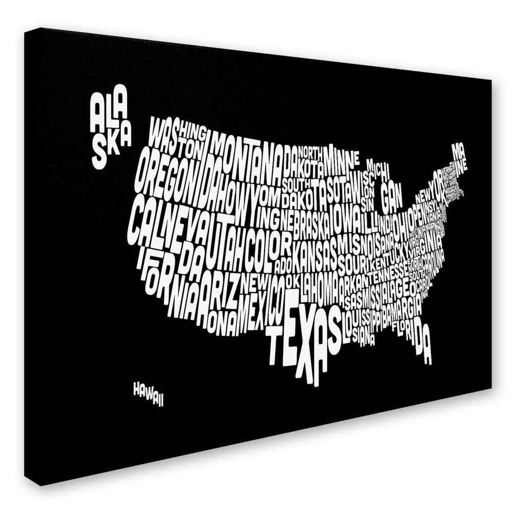 Michael Tompsett BLACK-USA States Text Map Canvas Art 16 x 24 Image 2