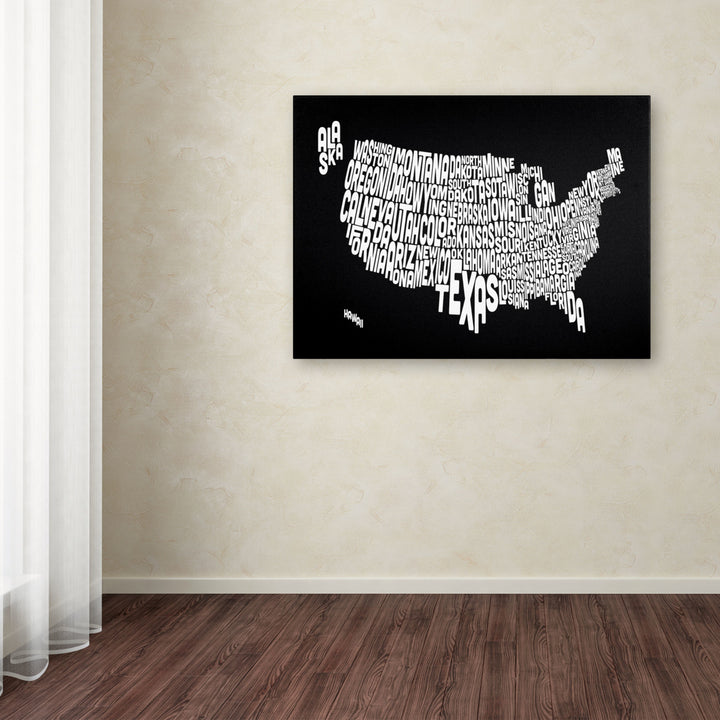 Michael Tompsett BLACK-USA States Text Map Canvas Art 16 x 24 Image 3