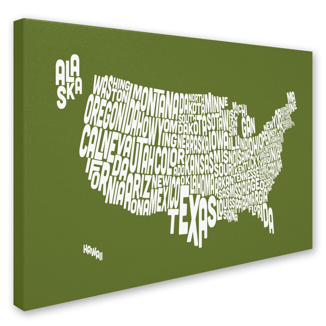 Michael Tompsett OLIVE-USA States Text Map Canvas Art 16 x 24 Image 2