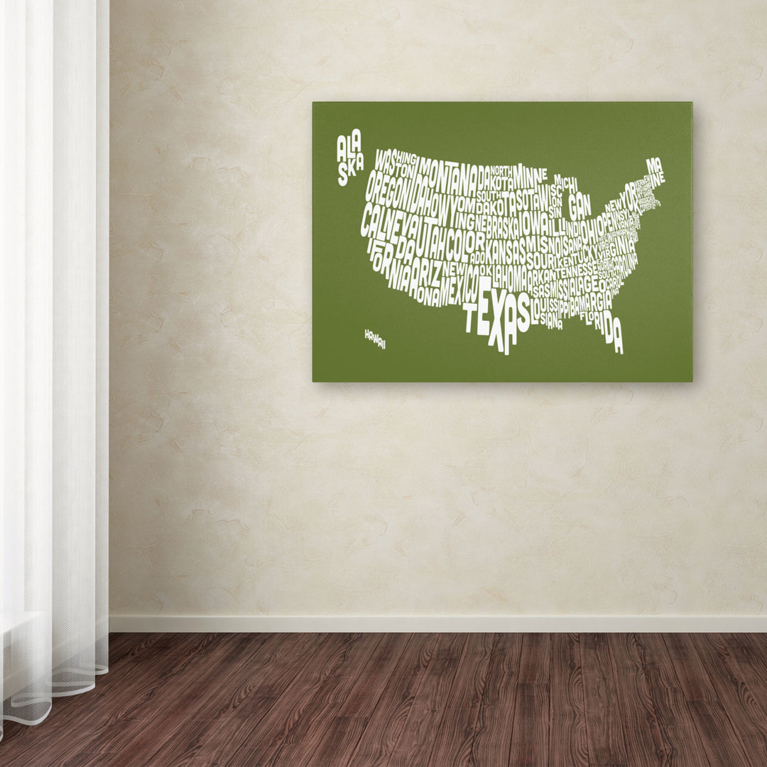 Michael Tompsett OLIVE-USA States Text Map Canvas Art 16 x 24 Image 3