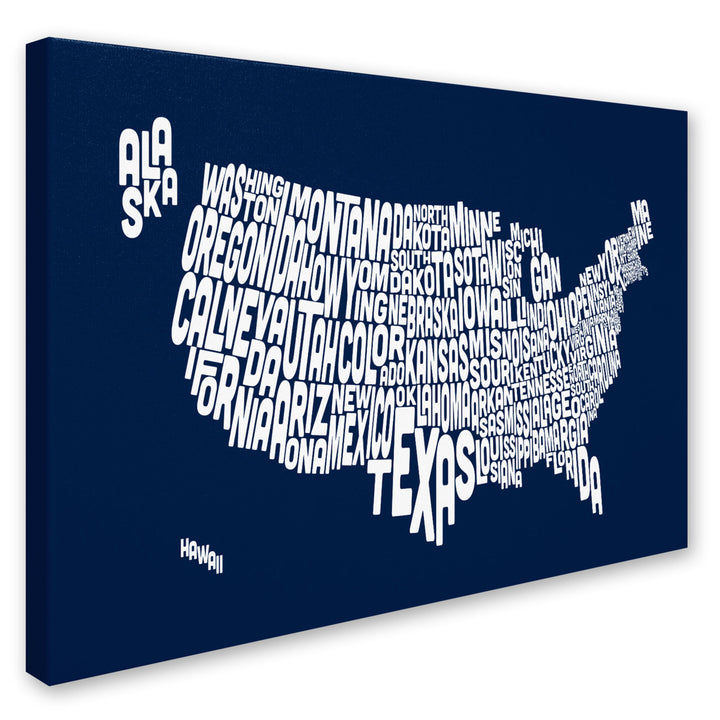 Michael Tompsett NAVY-USA States Text Map Canvas Art 16 x 24 Image 2