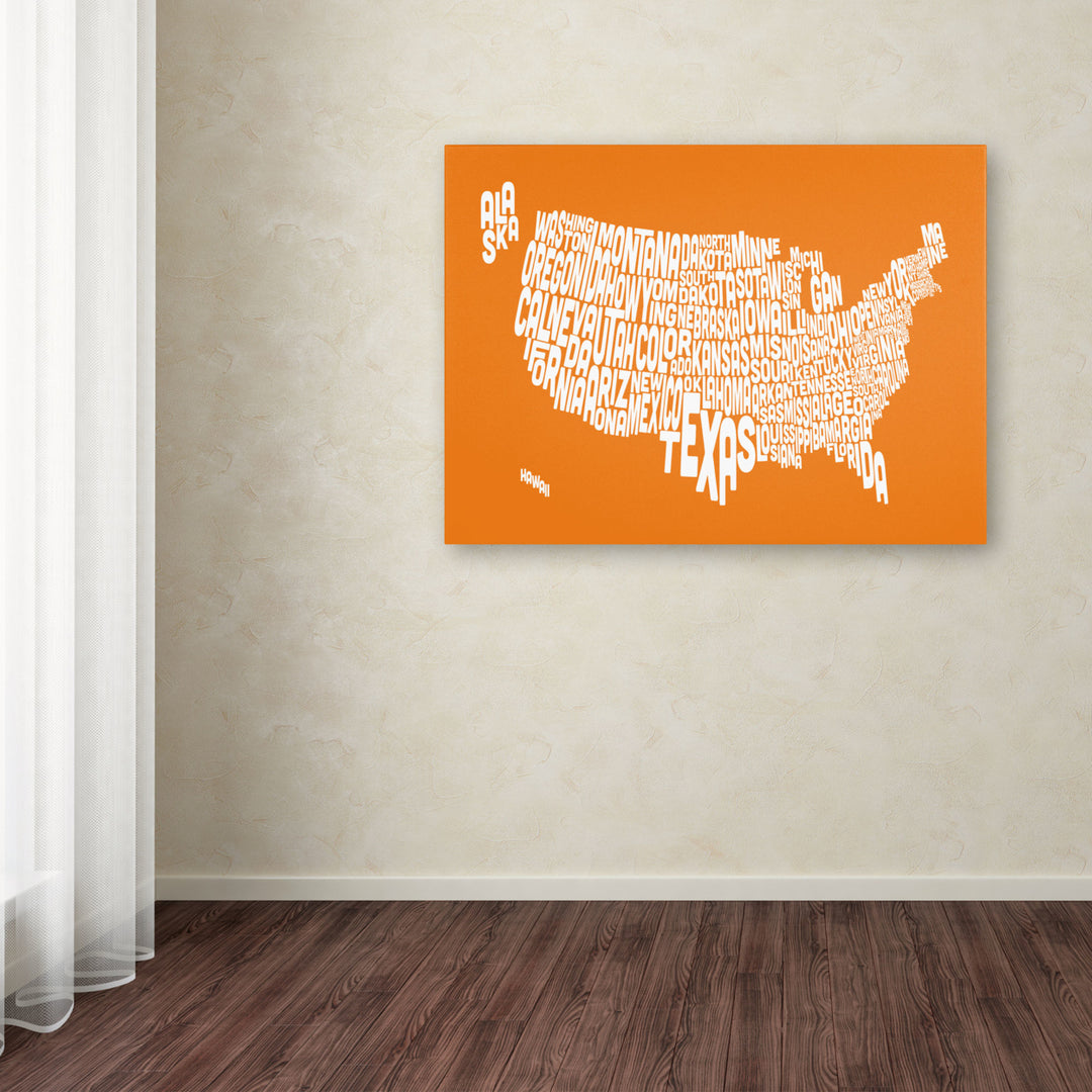 Michael Tompsett ORANGE-USA States Text Map Canvas Art 16 x 24 Image 3