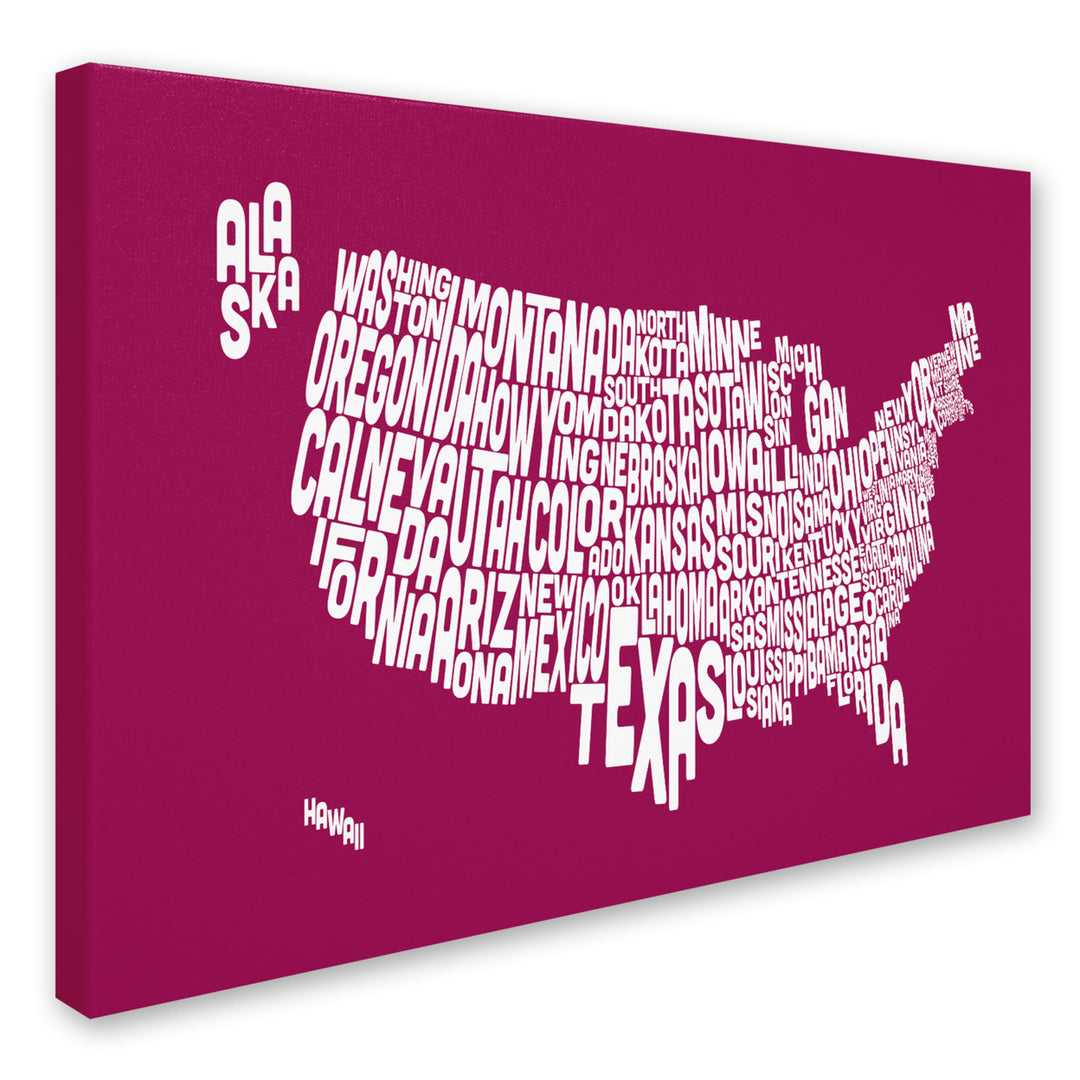 Michael Tompsett RASPBERRY-USA States Text Map Canvas Art 16 x 24 Image 2