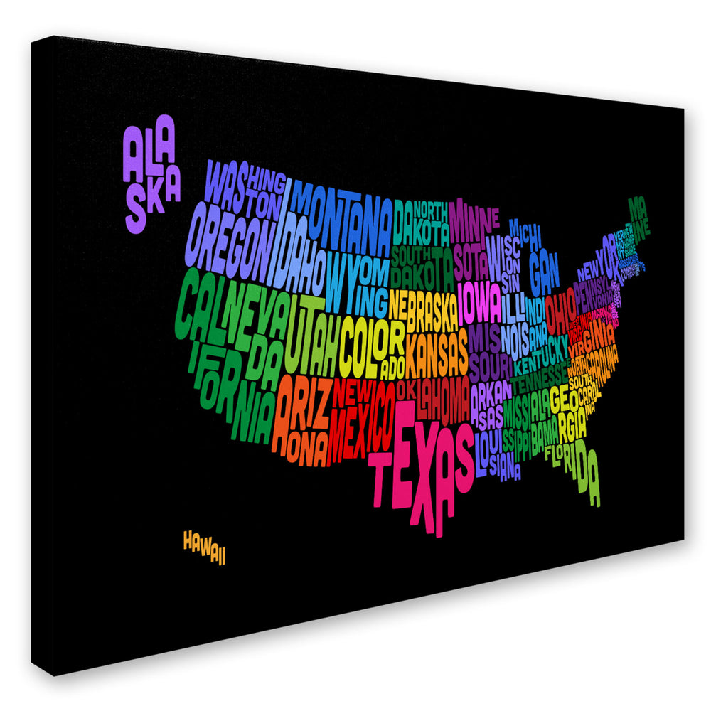 Michael Tompsett USA States Txt Map Canvas Art 16 x 24 Image 2