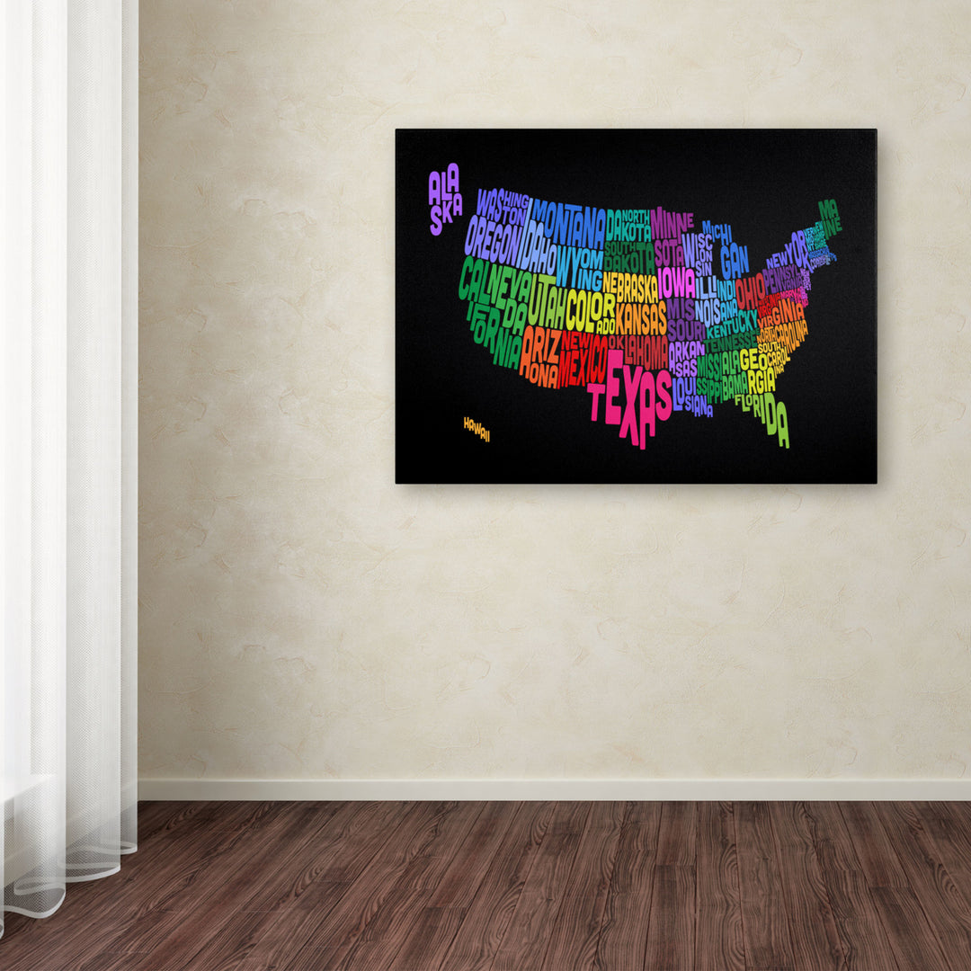 Michael Tompsett USA States Txt Map Canvas Art 16 x 24 Image 3