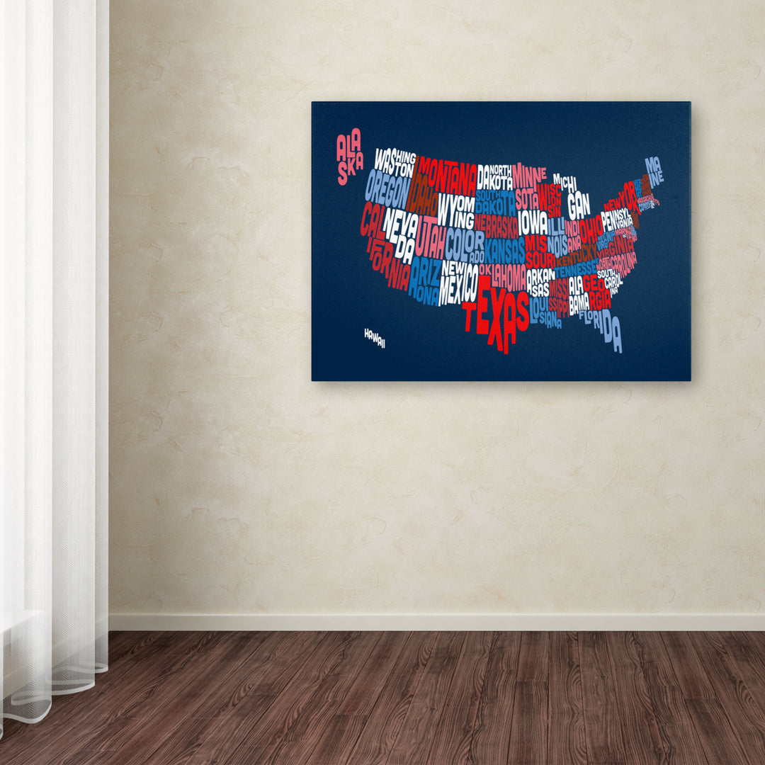 Michael Tompsett USA States Txt Map 2 Canvas Art 16 x 24 Image 3