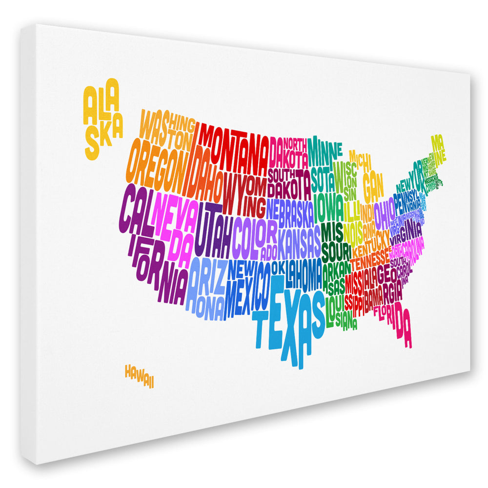 Michael Tompsett USA States Txt Map 3 Canvas Art 16 x 24 Image 2