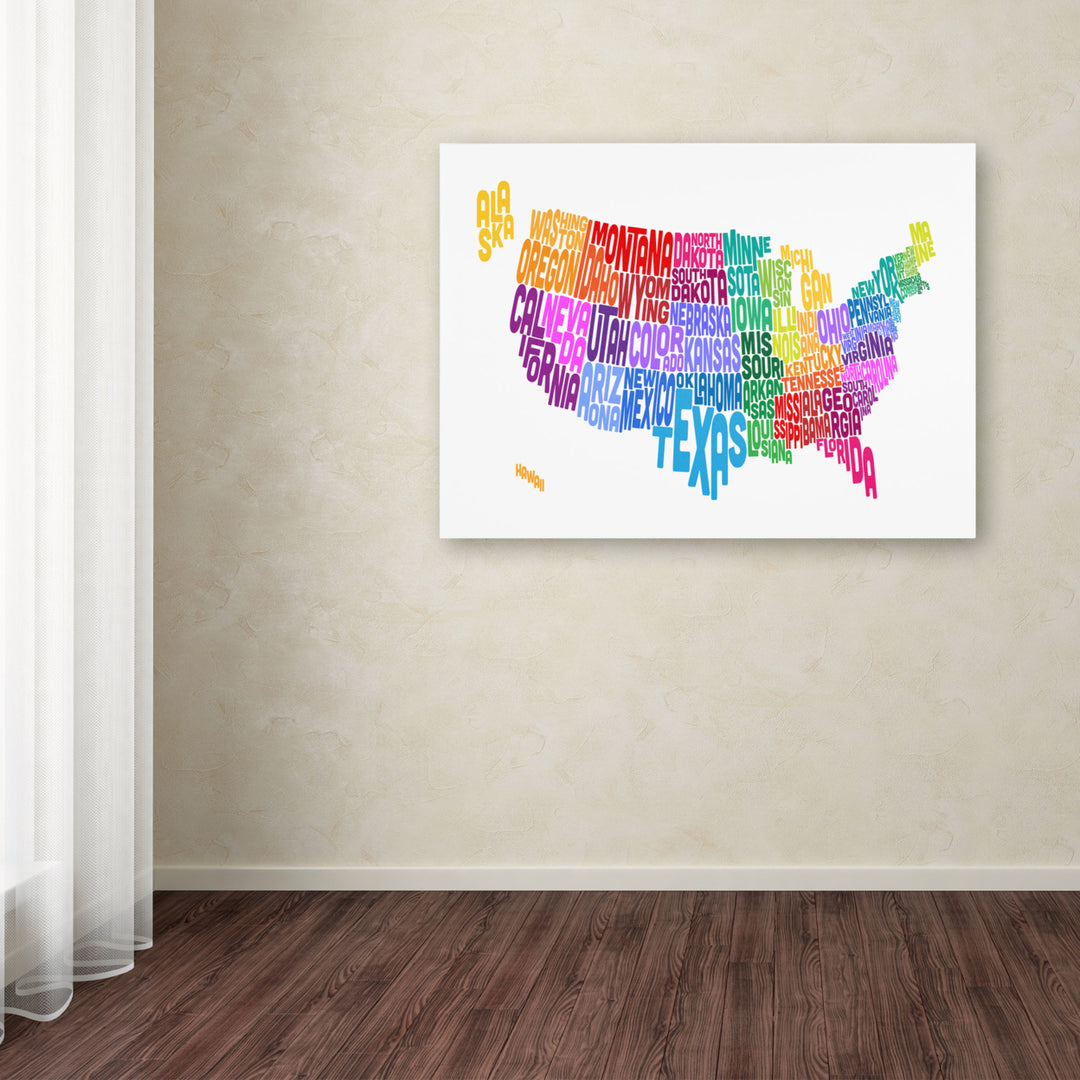 Michael Tompsett USA States Txt Map 3 Canvas Art 16 x 24 Image 3