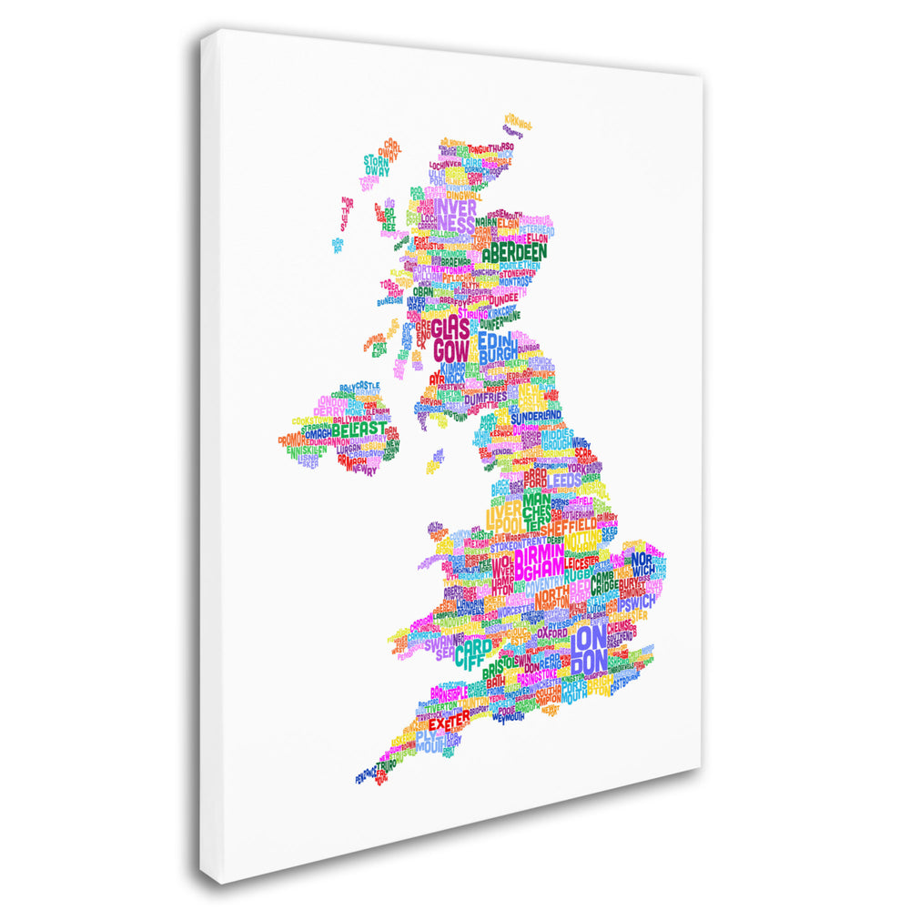 Michael Tompsett UK Cities Text Map 3 Canvas Art 16 x 24 Image 2