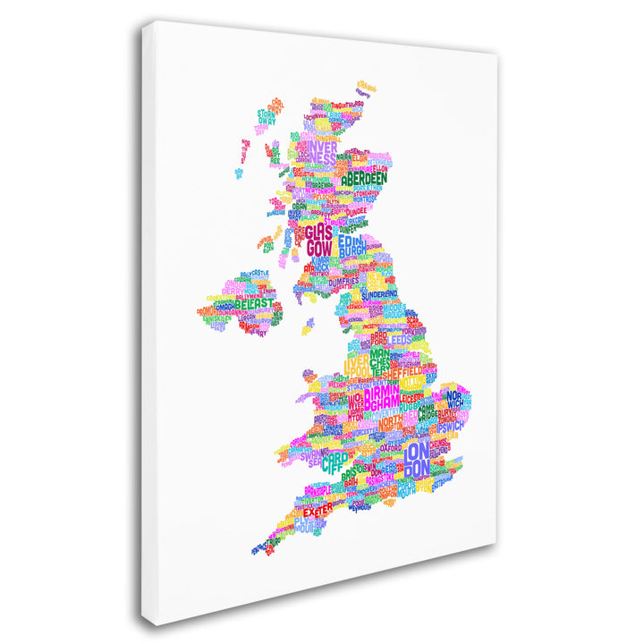 Michael Tompsett UK Cities Text Map 3 Canvas Art 16 x 24 Image 2