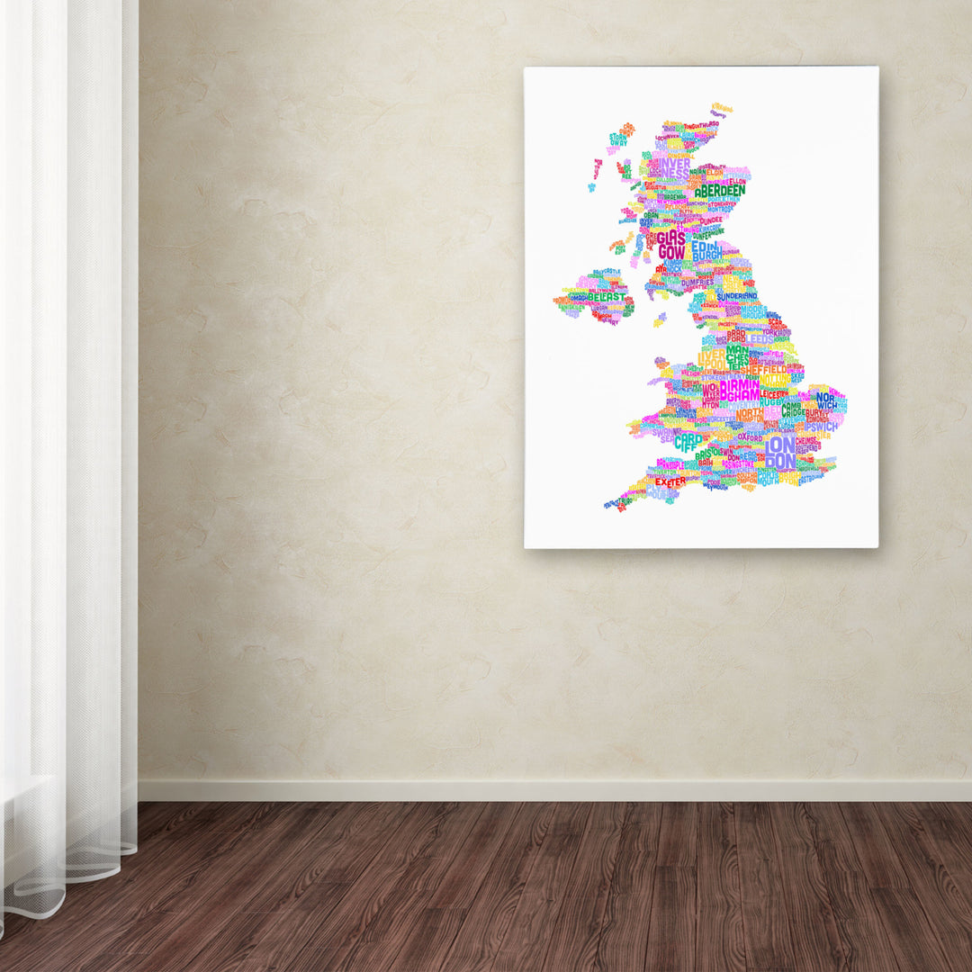Michael Tompsett UK Cities Text Map 3 Canvas Art 16 x 24 Image 3
