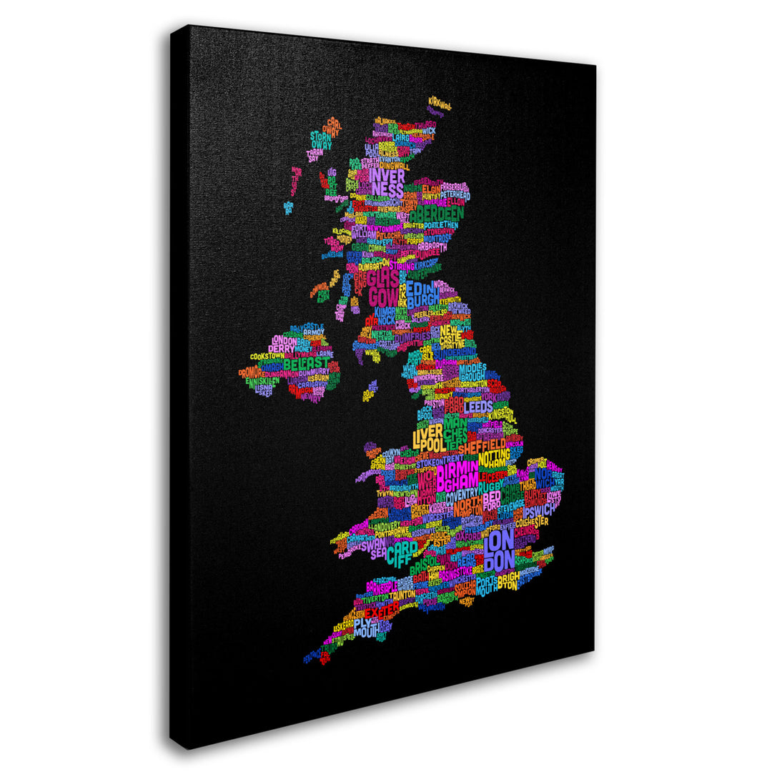 Michael Tompsett UK Cities Text Map 5 Canvas Art 16 x 24 Image 2