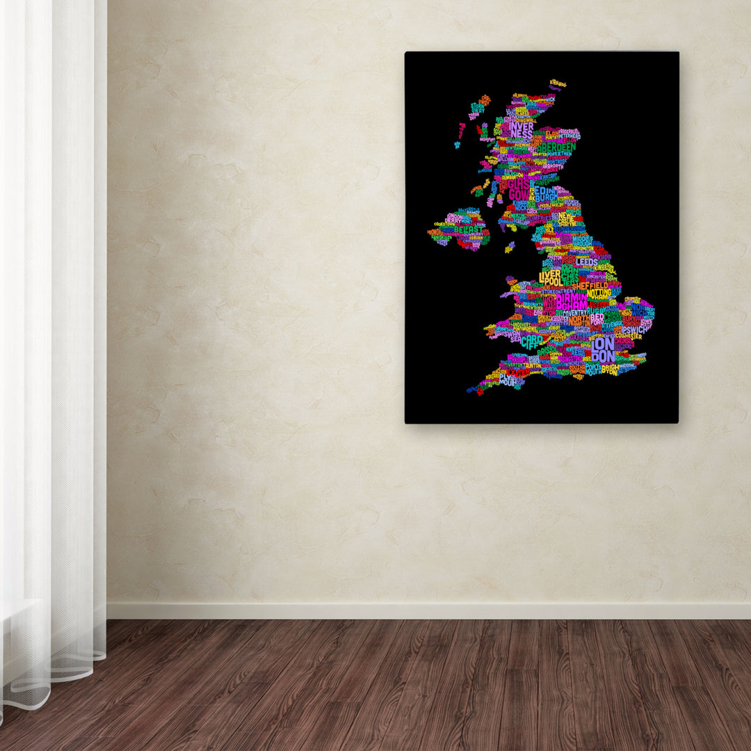Michael Tompsett UK Cities Text Map 5 Canvas Art 16 x 24 Image 3