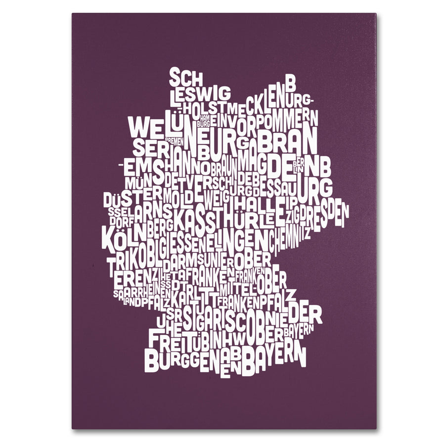 Michael Tompsett MULBERRY-Germany Regions Map Canvas Art 16 x 24 Image 1