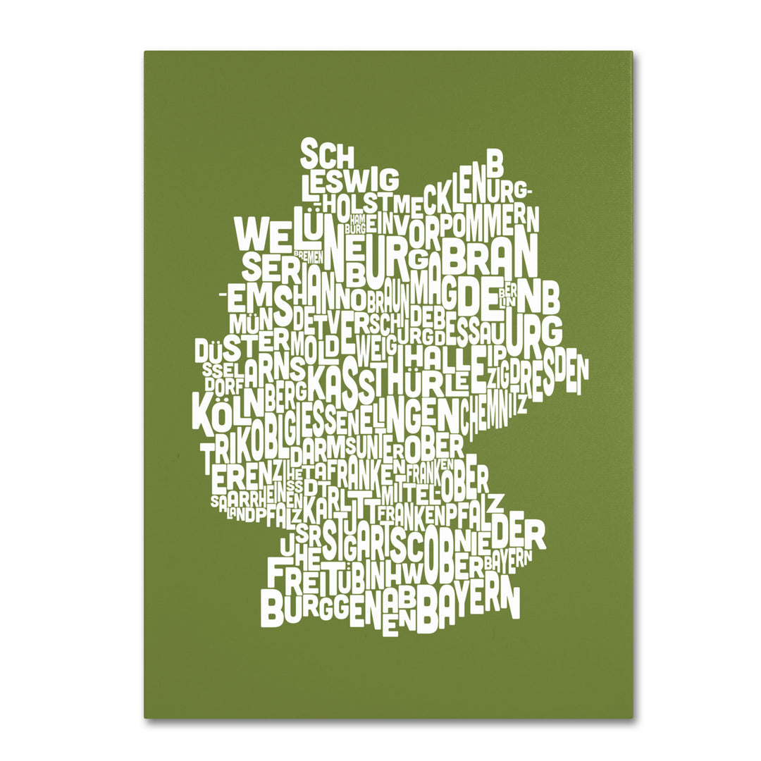 Michael Tompsett OLIVE-Germany Regions Map Canvas Art 16 x 24 Image 1