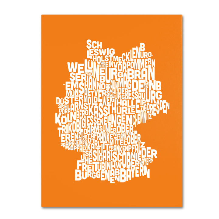 Michael Tompsett ORANGE-Germany Regions Map Canvas Art 16 x 24 Image 1