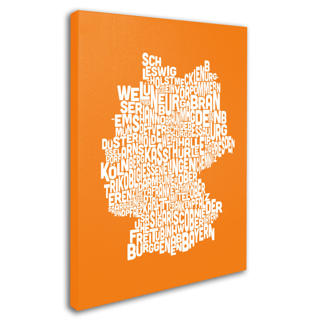 Michael Tompsett ORANGE-Germany Regions Map Canvas Art 16 x 24 Image 2