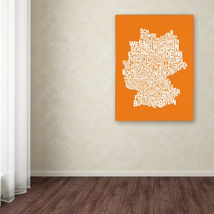 Michael Tompsett ORANGE-Germany Regions Map Canvas Art 16 x 24 Image 3