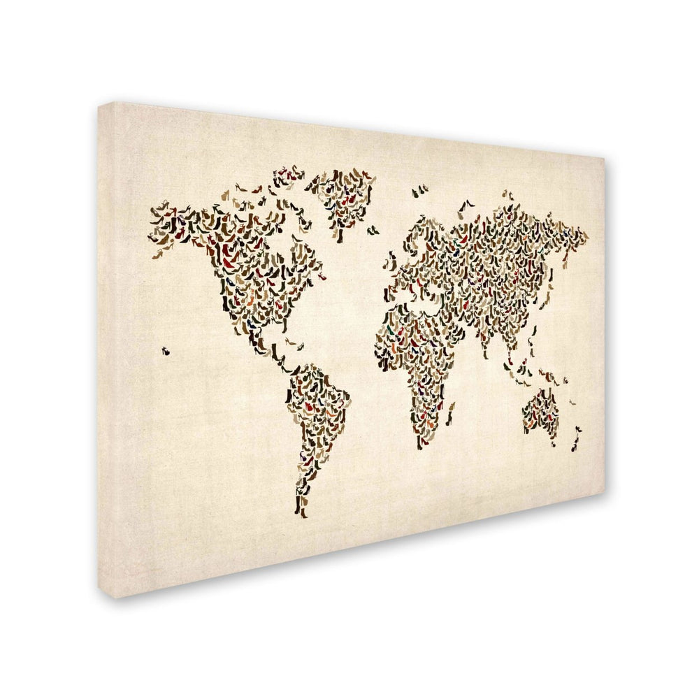 Michael Tompsett Ladies Shoes World Map Canvas Art 16 x 24 Image 2