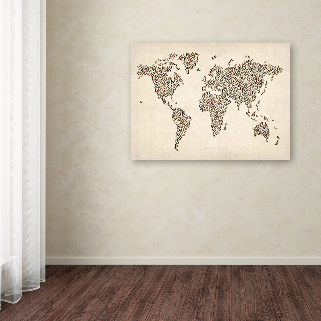 Michael Tompsett Ladies Shoes World Map Canvas Art 16 x 24 Image 3