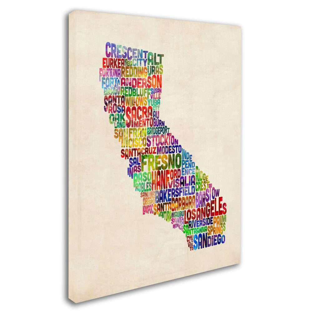 Michael Tompsett California Text Map Canvas Art 16 x 24 Image 2