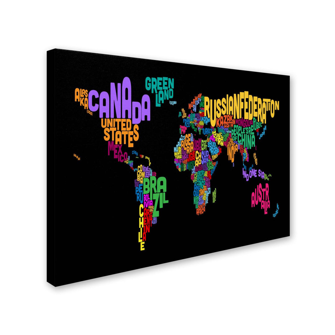 Michael Tompsett World Text Map 4 Canvas Art 16 x 24 Image 2