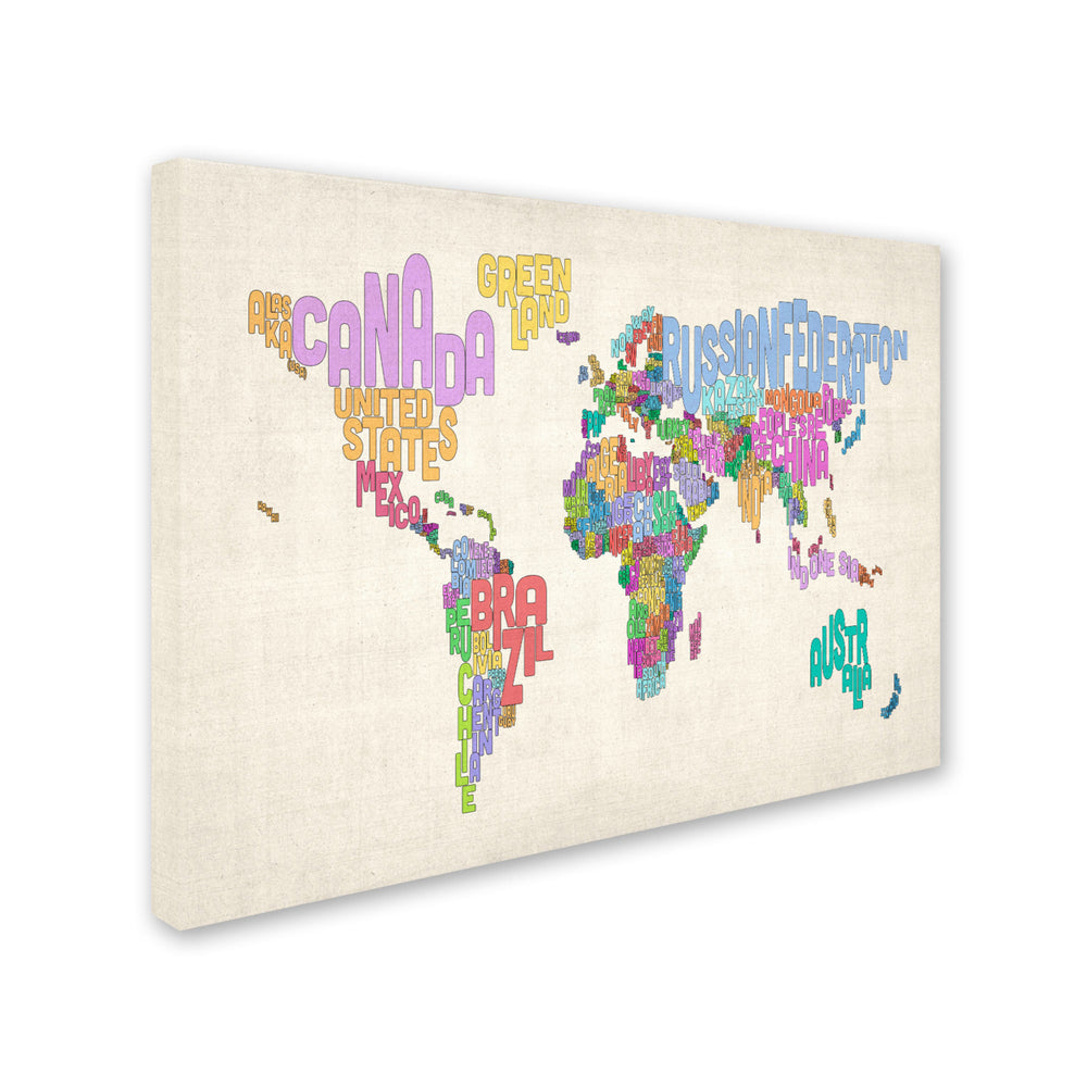 Michael Tompsett World Text Map 5 Canvas Art 16 x 24 Image 2