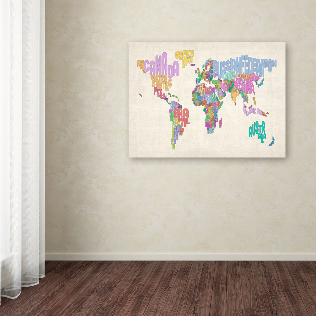 Michael Tompsett World Text Map 5 Canvas Art 16 x 24 Image 3